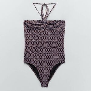Zara Printed Jacquard Bodysuit, L